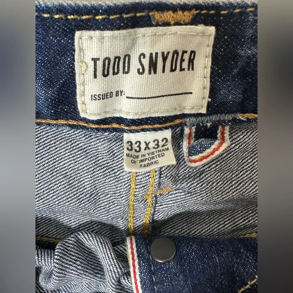 Todd Snyder Blue Straight Fit Jeans with Subtle Fading